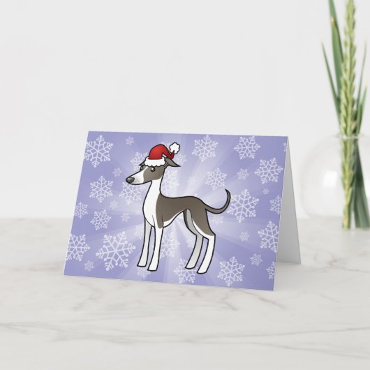 Weihnachts-Windhund/Weichtuch/Italienischer Windhu Feiertagskarte (Vorderseite)