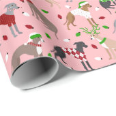 Weihnachts-Windhund-Wrapping Paper Geschenkpapier (Rolleneckpunkt)