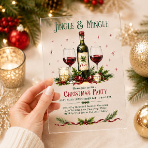 Weihnachts-Wine Jingle und Mingle Holly Beeren Acryleinladungen