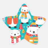 Weihnachts Winter Animal Party Muster Stern-Aufkleber (Vorderseite)