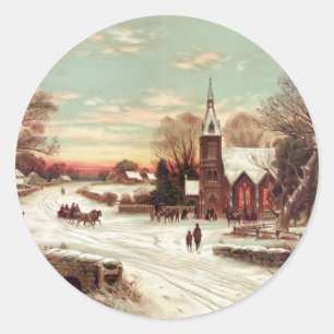 Weihnachts-Winter-Aufkleber Runder Aufkleber