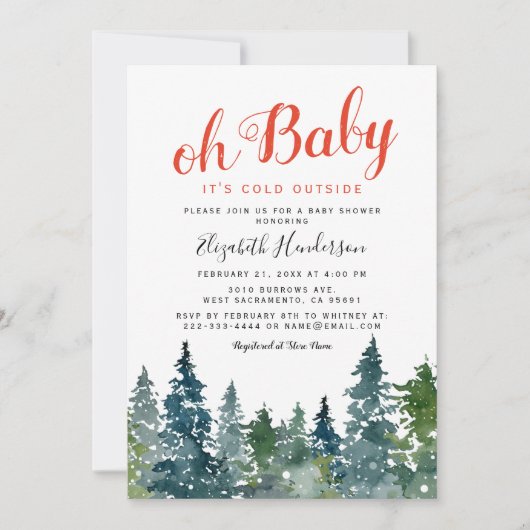 Weihnachts Winter Baby Dusche Einladung (Vorderseite)