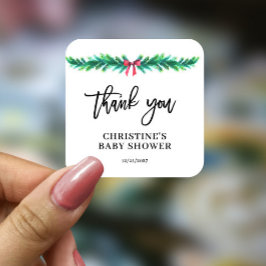 Weihnachts Winter Baby Dusche Quadratischer Aufkleber