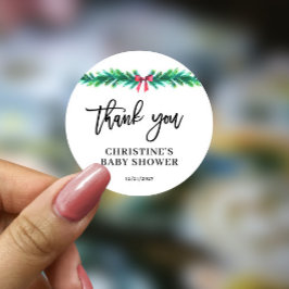 Weihnachts Winter Baby Dusche Runder Aufkleber