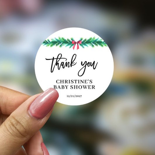 Weihnachts Winter Baby Dusche Runder Aufkleber