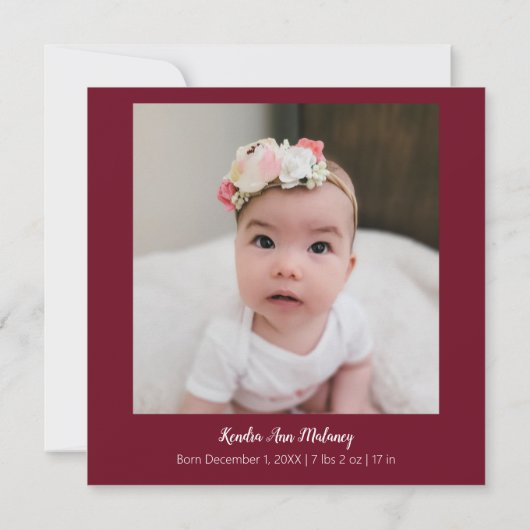 Weihnachts-Winter-Baby-Geburtserklärung Ankündigung (Rückseite)