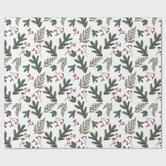 Weihnachts-Winter-Baumzweige Geschenkpapier (Flach)
