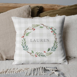 Weihnachts-Winter-Beeren-Kranz mit individuellem N Kissen