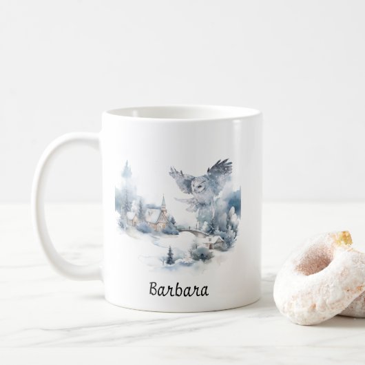 Weihnachts-Winter-Bergwald-Abenteuer Wolf Kaffeetasse (Mit Donut)