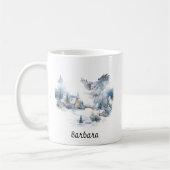 Weihnachts-Winter-Bergwald-Abenteuer Wolf Kaffeetasse (Links)