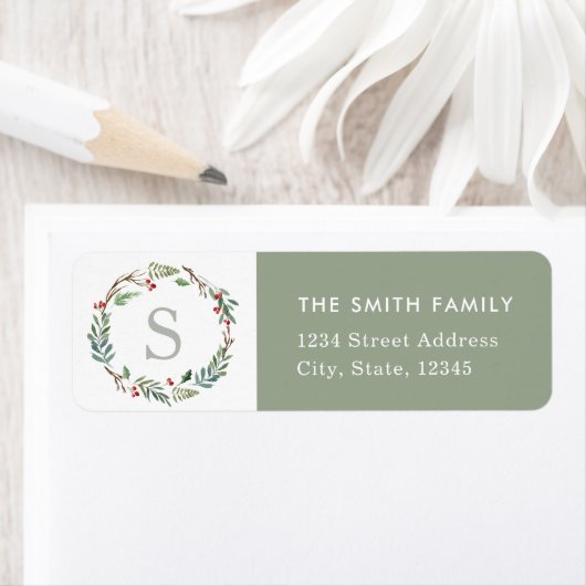 Weihnachts-Winter-Berries-Kranz-Rücksendeadresse (Insitu)