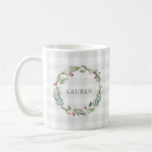 Weihnachts Winter Berries Wreath Individuelle Name Kaffeetasse (Links)