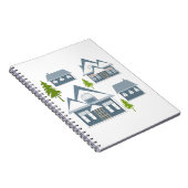 Weihnachts-Winter-Bild graue Häuser grüne Bäume w Notizblock (Rechte Seite)