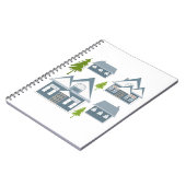 Weihnachts-Winter-Bild graue Häuser grüne Bäume w Notizblock (Linke Seite)