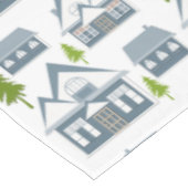 Weihnachts-Winter-Bild graue Häuser grüne Bäume w Tischdecke (Schrägansicht)