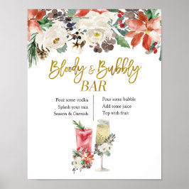 Weihnachts Winter Blumenblut und bubbly Bar Poster