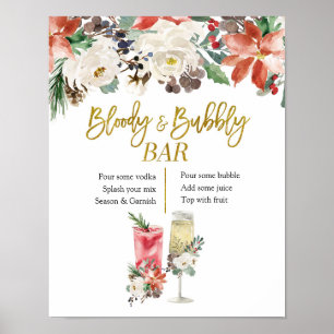 Weihnachts Winter Blumenblut und bubbly Bar Poster