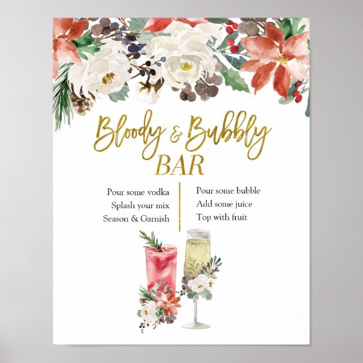 Weihnachts Winter Blumenblut und bubbly Bar Poster (Vorne)