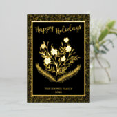 Weihnachts-Winter-Blumengolden-Glitzer Folien Feiertagskarte (Stehend vorne)