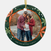 Weihnachts Winter Botanicals Green Holiday Foto Keramik Ornament (Vorne)