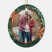 Weihnachts Winter Botanicals Green Holiday Foto Keramik Ornament (Links)