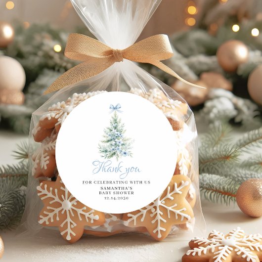 Weihnachts Winter Boy Baby Dusche Runder Aufkleber