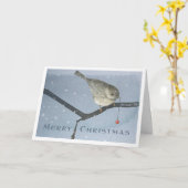 Weihnachts-Winter-Chickadekarte Karte (Gelbe Blume)