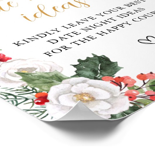 Weihnachts Winter Datum Nacht Brautparty Unterschr Poster (Ecke)