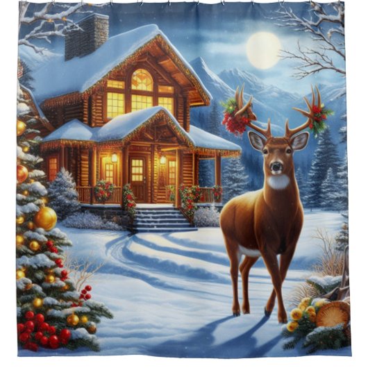 Weihnachts-/Winter-Deferlodge Duschvorhang (Vorderseite)