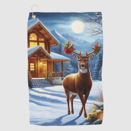 Weihnachts-/Winter-Deferlodge Golfhandtuch (Vorderseite)