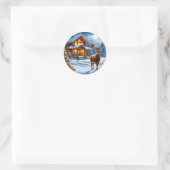 Weihnachts-/Winter-Deferlodge Runder Aufkleber (Tasche)