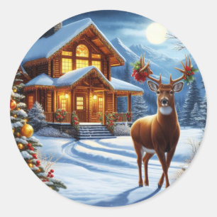 Weihnachts-/Winter-Deferlodge Runder Aufkleber