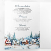 Weihnachts-Winter-Dorf QR Code Hochzeit Dreifach Gefaltete Einladung (Innen Erste Seite)