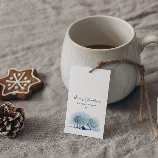 Weihnachts-Winter-Dorf Rustikale Landschaft Geschenkanhänger