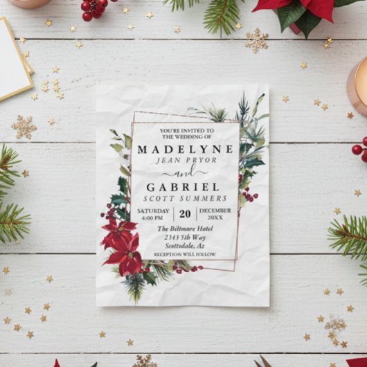 Weihnachts Winter Elegante Poinsettia Black Weddin Flyer