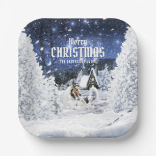 Weihnachts-Winter-Fairy Tale, Blue Merle Collie - Pappteller