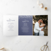 Weihnachts Winter fallender Schnee Grafik Hochzeit Dreifach-gefaltete Programmkarte (Innenseite)