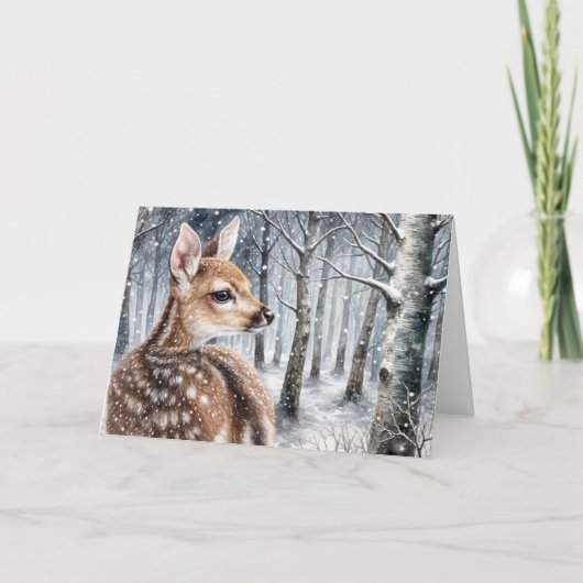 Weihnachts-Winter-Fawn Feiertagskarte (Vorderseite)