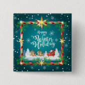 Weihnachts-Winter-Fee Märchen Fantasy Schneeland Button (Vorderseite)