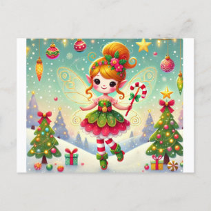 Weihnachts-Winter-Fee mit ihrer Magie Postkarte