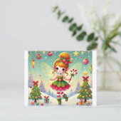 Weihnachts-Winter-Fee mit ihrer Magie Postkarte (Stehend Vorderseite)