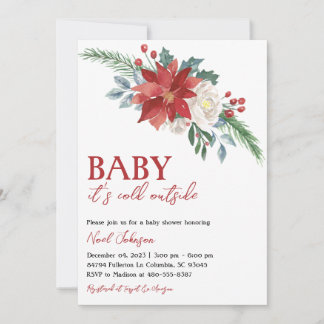 Weihnachts Winter Floral Baby Dusche Einladung