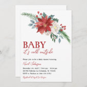 Weihnachts Winter Floral Baby Dusche Einladung (Vorne/Hinten)