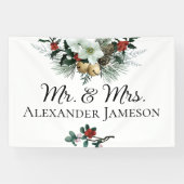 Weihnachts Winter Floral Mr. & Mrs. Wedding Banner (Horizontal)