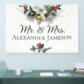 Weihnachts Winter Floral Mr. & Mrs. Wedding Banner (Messe)