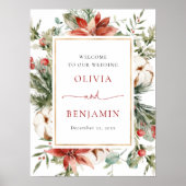 Weihnachts Winter Foliage Red Wedding Willkommensz Poster (Vorne)