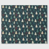 Weihnachts Winter Forest Dark Pattern präsentiert Geschenkpapier (Flach)