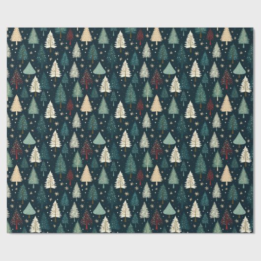 Weihnachts Winter Forest Dark Pattern präsentiert Geschenkpapier (Flach)