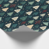 Weihnachts Winter Forest Dark Pattern präsentiert Geschenkpapier (Ecke)
