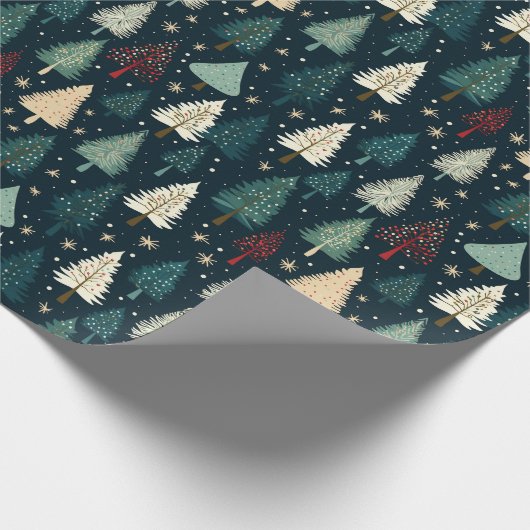Weihnachts Winter Forest Dark Pattern präsentiert Geschenkpapier (Ecke)